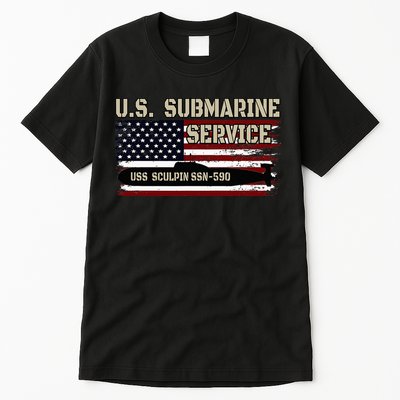 USS Sculpin SSN590 Submarine Veterans Day Father's Day Tall T-Shirt
