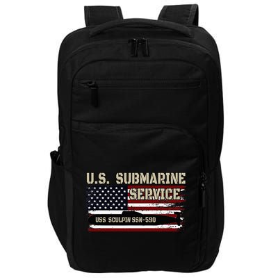 USS Sculpin SSN590 Submarine Veterans Day Father's Day Impact Tech Backpack