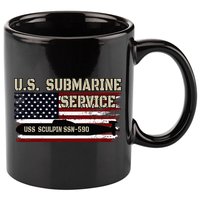 USS Sculpin SSN590 Submarine Veterans Day Father's Day 11oz C Handle Ceramic Mug