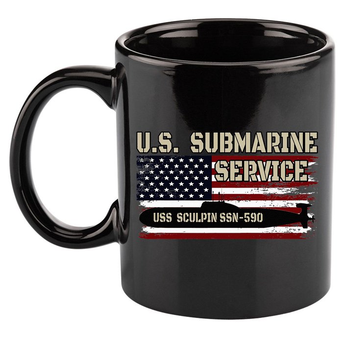 USS Sculpin SSN590 Submarine Veterans Day Father's Day 11oz C Handle Ceramic Mug