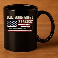 USS Sculpin SSN590 Submarine Veterans Day Father's Day 11oz C Handle Ceramic Mug