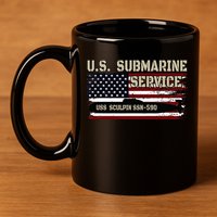 USS Sculpin SSN590 Submarine Veterans Day Father's Day 11oz C Handle Ceramic Mug