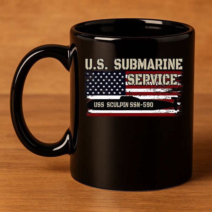 USS Sculpin SSN590 Submarine Veterans Day Father's Day 11oz C Handle Ceramic Mug