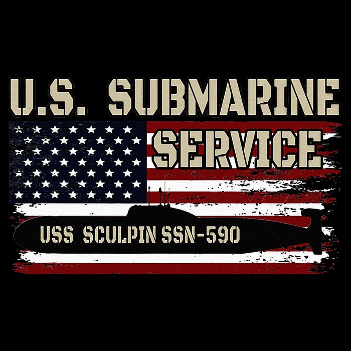 USS Sculpin SSN590 Submarine Veterans Day Father's Day Drawstring Bag