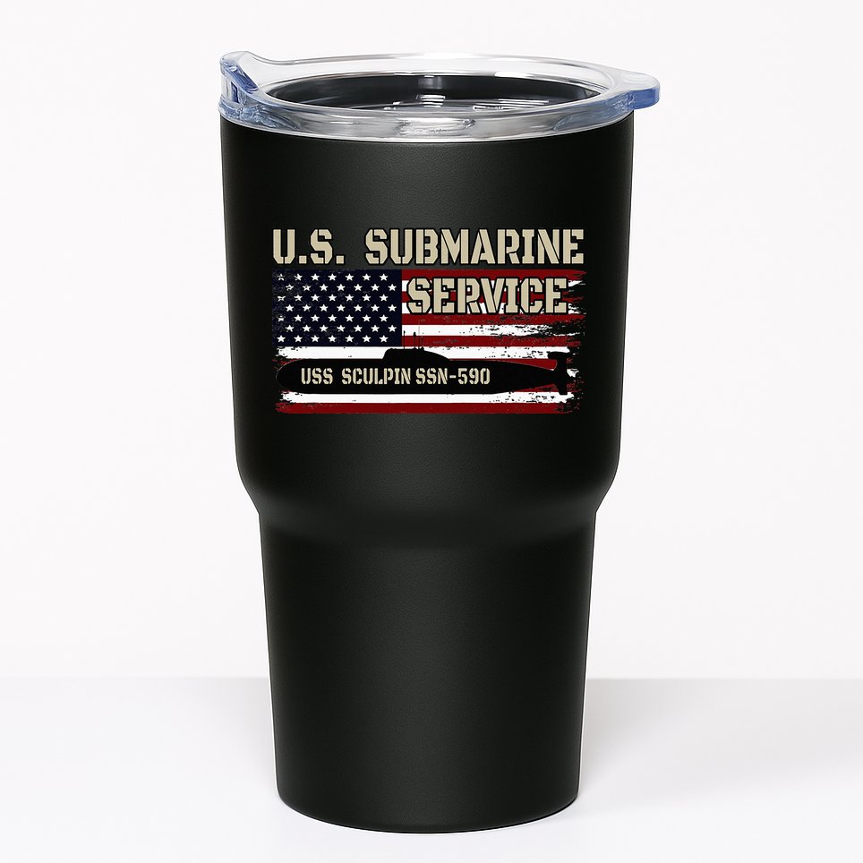 USS Sculpin SSN590 Submarine Veterans Day Father's Day Tumbler