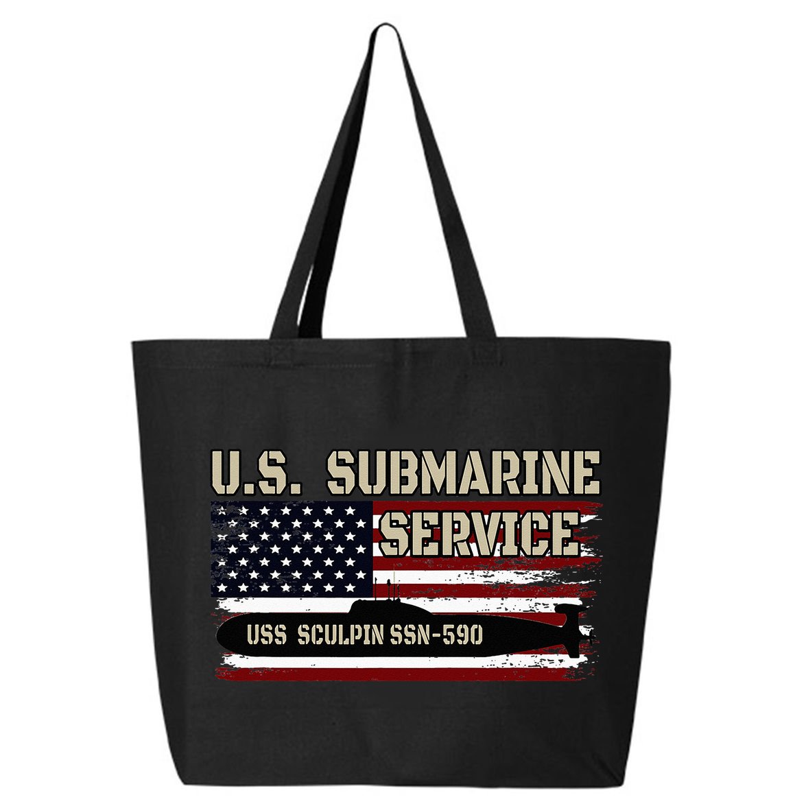 USS Sculpin SSN590 Submarine Veterans Day Father's Day 25L Jumbo Tote