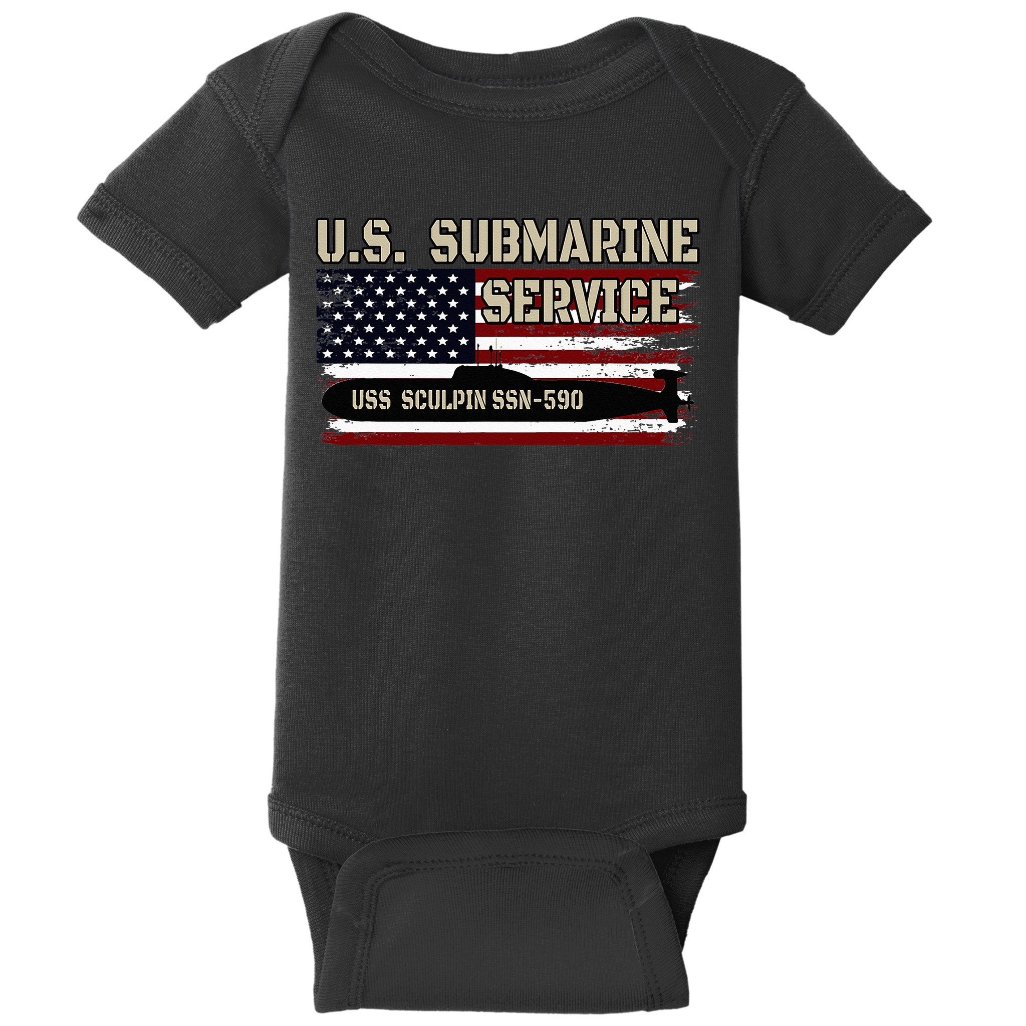 USS Sculpin SSN590 Submarine Veterans Day Father's Day Baby Bodysuit