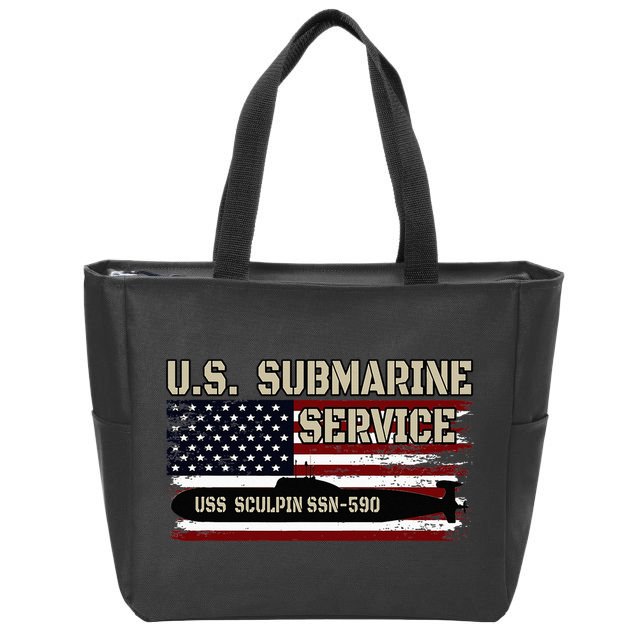 USS Sculpin SSN590 Submarine Veterans Day Father's Day Zip Tote Bag