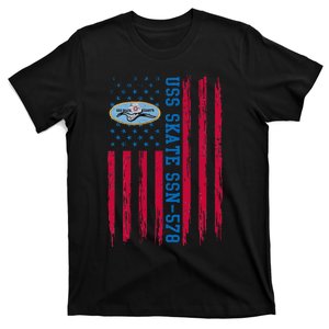 Uss Skate Ssn578 American Flag Submarine Ship Veteran T-Shirt