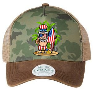 Uncle Sam Surfing America 4th Of July Pineapple Beach Vibe Gift Legacy Tie Dye Trucker Hat