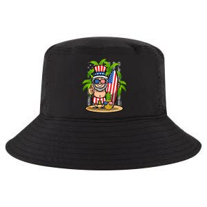 Uncle Sam Surfing America 4th Of July Pineapple Beach Vibe Gift Cool Comfort Performance Bucket Hat