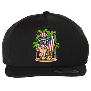 Uncle Sam Surfing America 4th Of July Pineapple Beach Vibe Gift Wool Snapback Cap