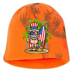 Uncle Sam Surfing America 4th Of July Pineapple Beach Vibe Gift Kati - Camo Knit Beanie