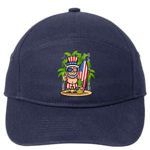 Uncle Sam Surfing America 4th Of July Pineapple Beach Vibe Gift 7-Panel Snapback Hat