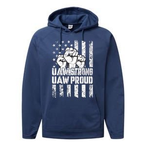 UAW Strong Solidarity UAW Proud Union UAW Laborer Worker Performance Fleece Hoodie