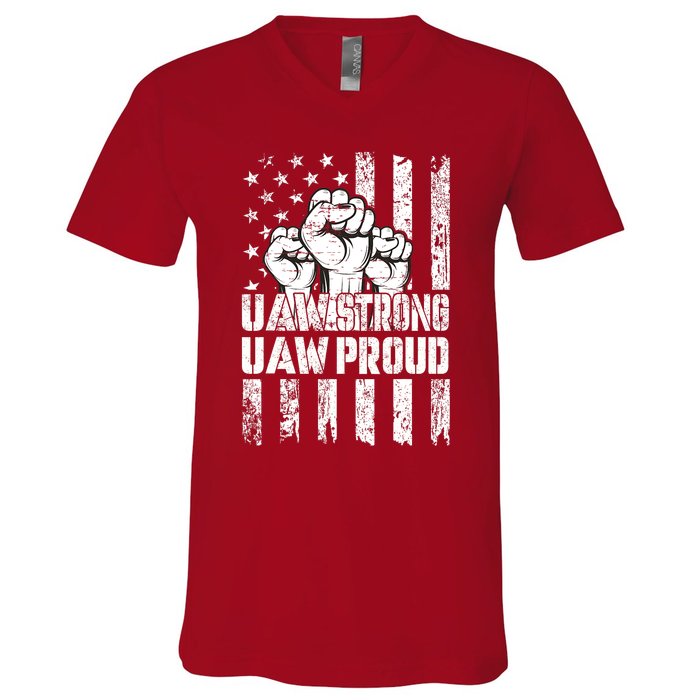 UAW Strong Solidarity UAW Proud Union UAW Laborer Worker V-Neck T-Shirt