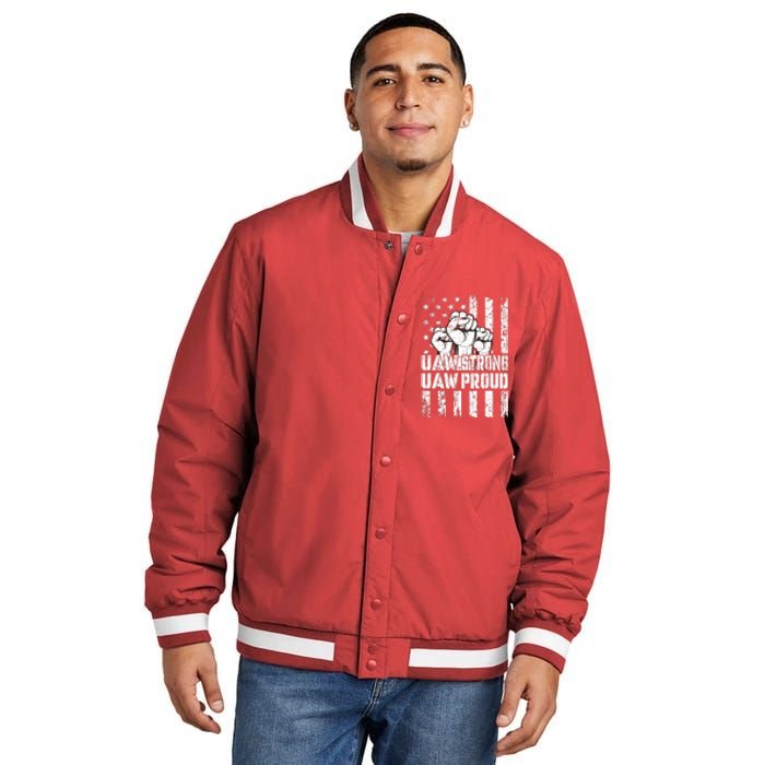 UAW Strong Solidarity UAW Proud Union UAW Laborer Worker Insulated Varsity Jacket