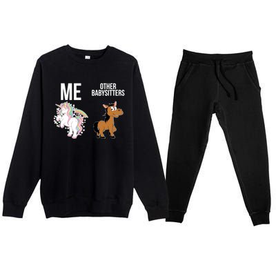 Unicorn Sitter Sitting Sitters Meaningful Gift Premium Crewneck Sweatsuit Set