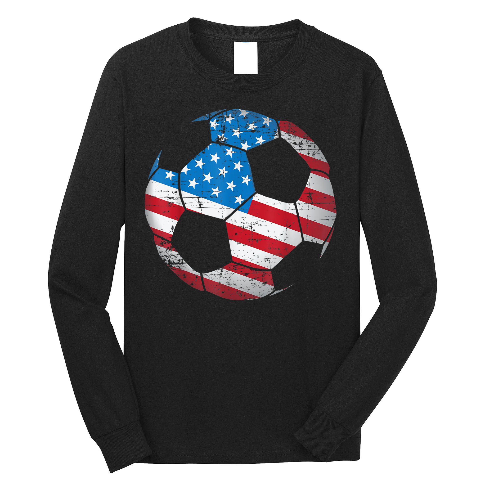 United States Soccer Ball Flag Jersey Shirt USA Football Long Sleeve Shirt