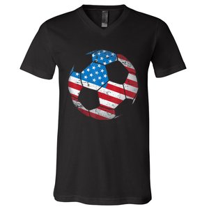 United States Soccer Ball Flag Jersey Shirt USA Football V-Neck T-Shirt