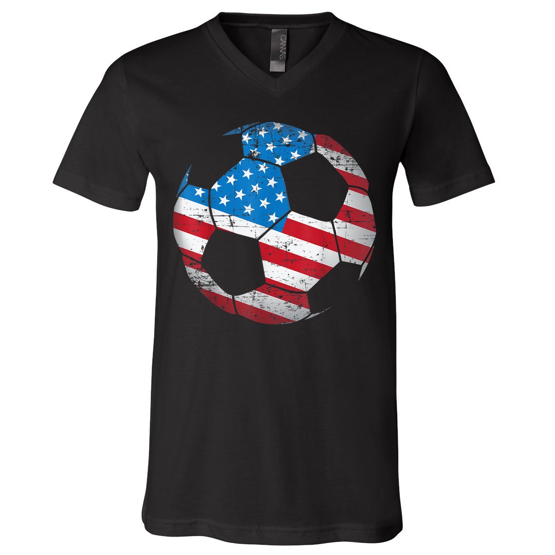 United States Soccer Ball Flag Jersey Shirt USA Football V-Neck T-Shirt