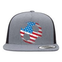 United States Soccer Ball Flag Jersey Shirt USA Football Flat Bill Trucker Hat