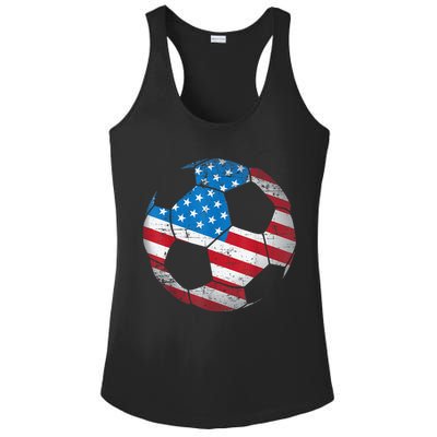 United States Soccer Ball Flag Jersey Shirt USA Football Ladies PosiCharge Competitor Racerback Tank