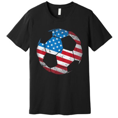 United States Soccer Ball Flag Jersey Shirt USA Football Premium T-Shirt