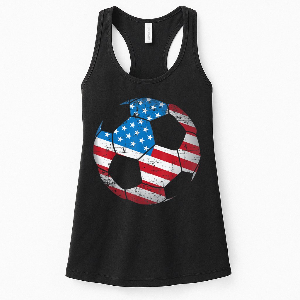 United States Soccer Ball Flag Jersey Shirt USA Football Womens Tank Top