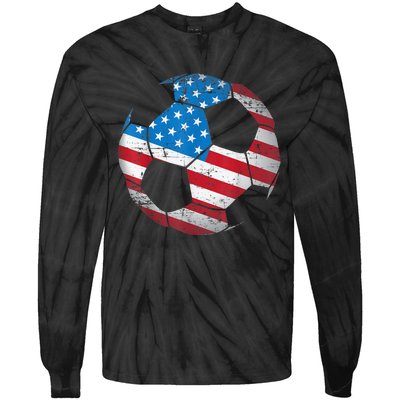 United States Soccer Ball Flag Jersey Shirt USA Football Tie-Dye Long Sleeve Shirt