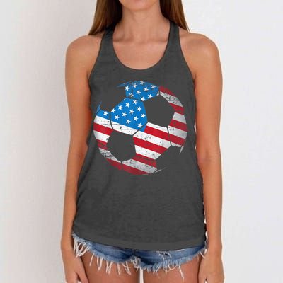 United States Soccer Ball Flag Jersey Shirt USA Football Women's Knotted Racerback Tank