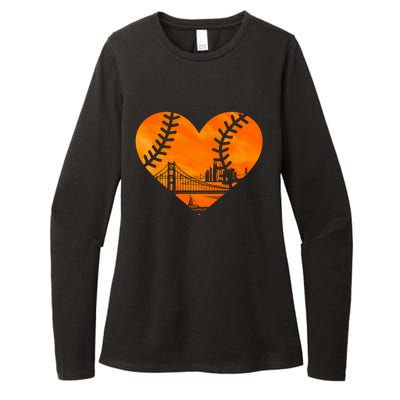 US State San Francisco Baseball Vintage Heart Womens CVC Long Sleeve Shirt