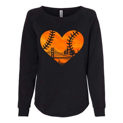 US State San Francisco Baseball Vintage Heart Womens California Wash Sweatshirt