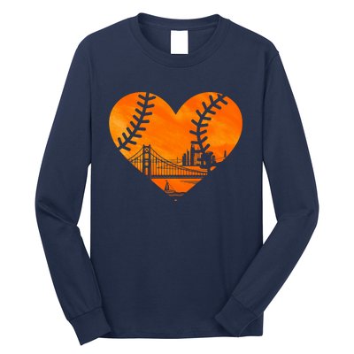 US State San Francisco Baseball Vintage Heart Long Sleeve Shirt