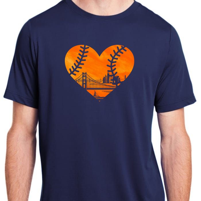 US State San Francisco Baseball Vintage Heart Adult ChromaSoft Performance T-Shirt