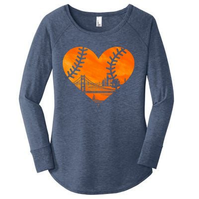 US State San Francisco Baseball Vintage Heart Women's Perfect Tri Tunic Long Sleeve Shirt