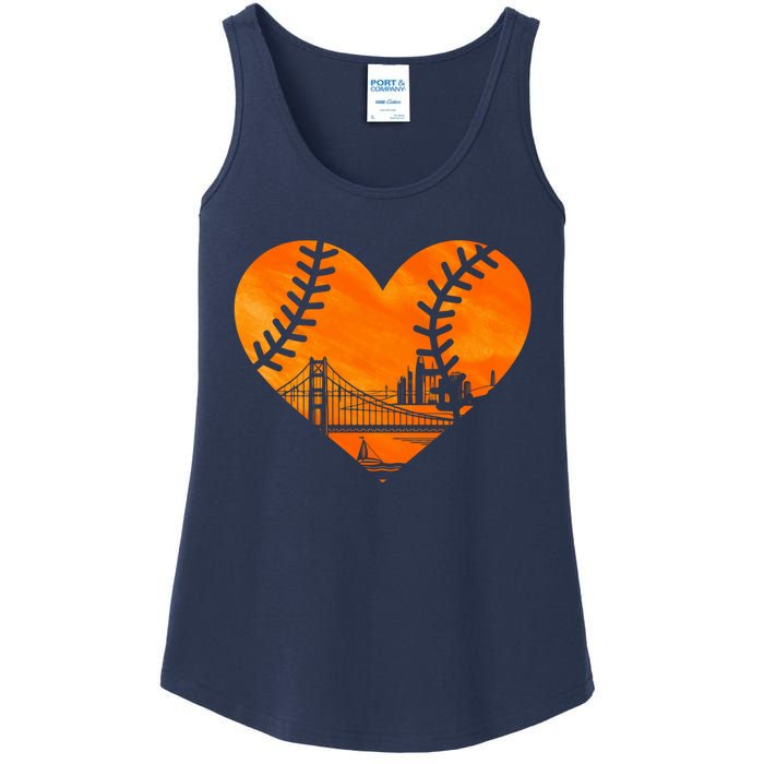 US State San Francisco Baseball Vintage Heart Ladies Essential Tank