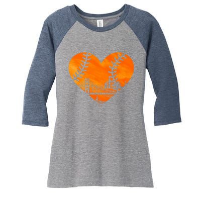 US State San Francisco Baseball Vintage Heart Women's Tri-Blend 3/4-Sleeve Raglan Shirt