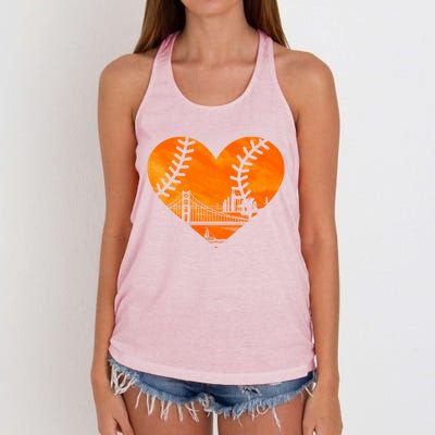 US State San Francisco Baseball Vintage Heart Women's Knotted Racerback Tank