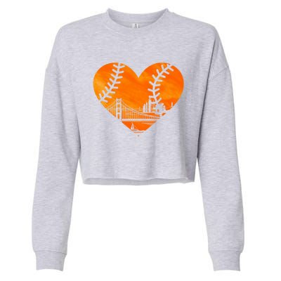 US State San Francisco Baseball Vintage Heart Cropped Pullover Crew