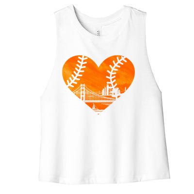 US State San Francisco Baseball Vintage Heart Women's Racerback Cropped Tank