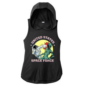 United States Space Force Funny Space Lover & UFO Alien Ladies PosiCharge Tri-Blend Wicking Draft Hoodie Tank