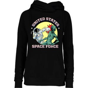 United States Space Force Funny Space Lover & UFO Alien Womens Funnel Neck Pullover Hood