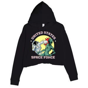 United States Space Force Funny Space Lover & UFO Alien Crop Fleece Hoodie