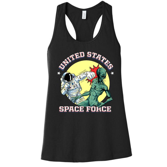 United States Space Force Funny Space Lover & UFO Alien Women's Racerback Tank