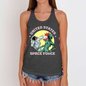 United States Space Force Funny Space Lover & UFO Alien Women's Knotted Racerback Tank