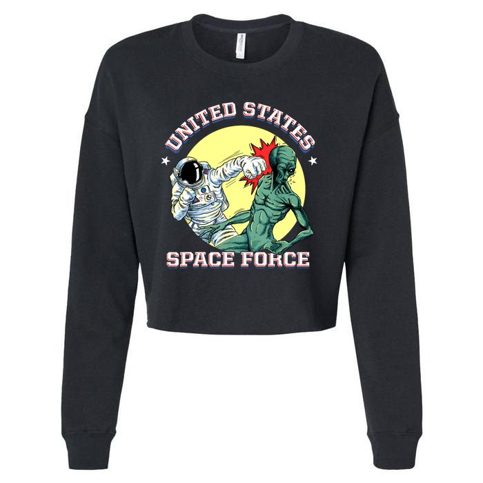 United States Space Force Funny Space Lover & UFO Alien Cropped Pullover Crew