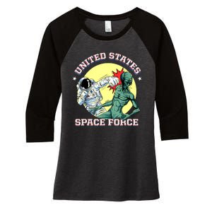 United States Space Force Funny Space Lover & UFO Alien Women's Tri-Blend 3/4-Sleeve Raglan Shirt