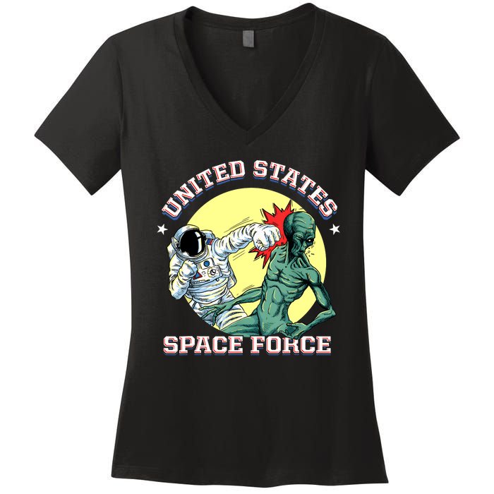 United States Space Force Funny Space Lover & UFO Alien Women's V-Neck T-Shirt