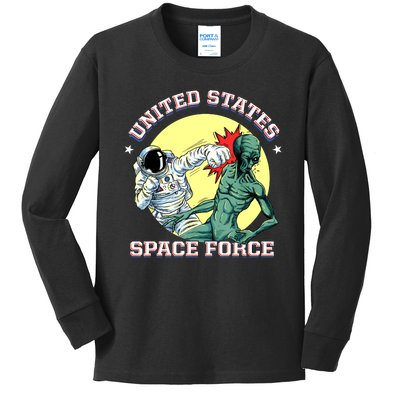 United States Space Force Funny Space Lover & UFO Alien Kids Long Sleeve Shirt